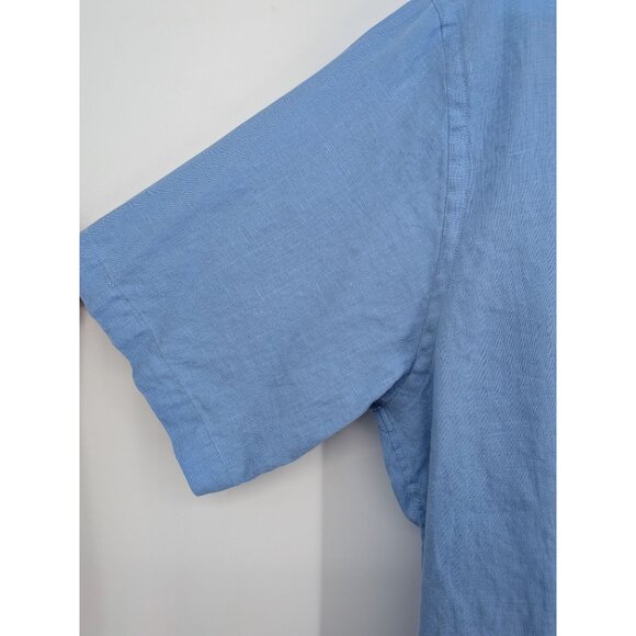 Paul Fredrick Button Up Shirt Men Size L 100% Linen Stripe Coastal Resort Casual - Picture 4 of 8